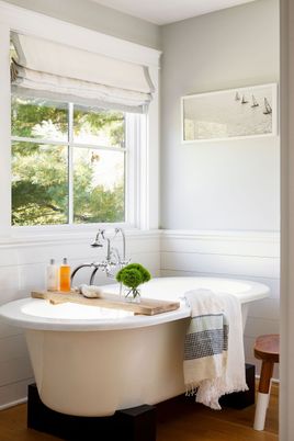 Bathroom, Free Standing Baths, Interior, Wood Texture Flooring