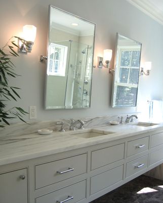 Bathroom, Dual Sink Vanities, Glass Shower, Interior, Recessed Lighting