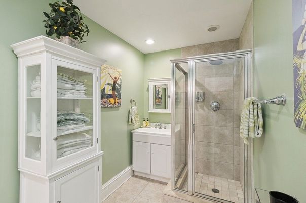 Bathroom, Glass Shower, Interior, Recessed Lighting