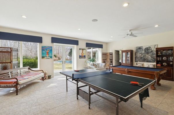 Billiard Table, Game Room, Interior, Recessed Lighting