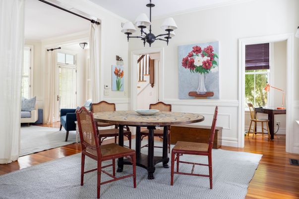 Chandelier, Dining room, Interior, Wood Texture Flooring