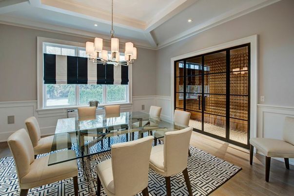 Chandelier, Dining room, Interior, Recessed Lighting, Wood Texture Flooring