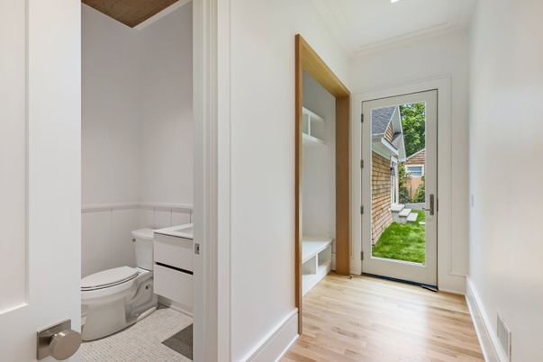 Bathroom, Interior, Recessed Lighting, Wood Texture Flooring