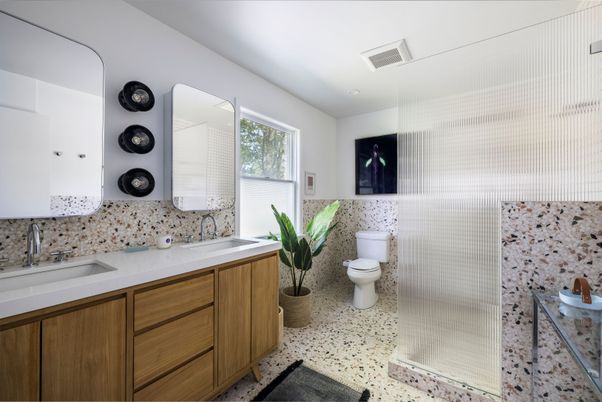 Bathroom, Dual Sink Vanities, Glass Shower, Interior