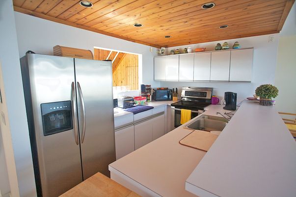 Interior, Kitchen, Recessed Lighting, Stainless Steel Appliances, Wooden Ceilings