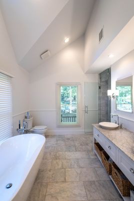 Bathroom, Dual Sink Vanities, Free Standing Baths, Glass Shower, Interior, Recessed Lighting