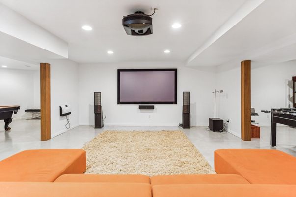Game Room, Interior, Projection Screen, Recessed Lighting