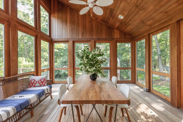 Dining room, Interior, Sun Room, Wooden Ceilings, Wood Texture Flooring