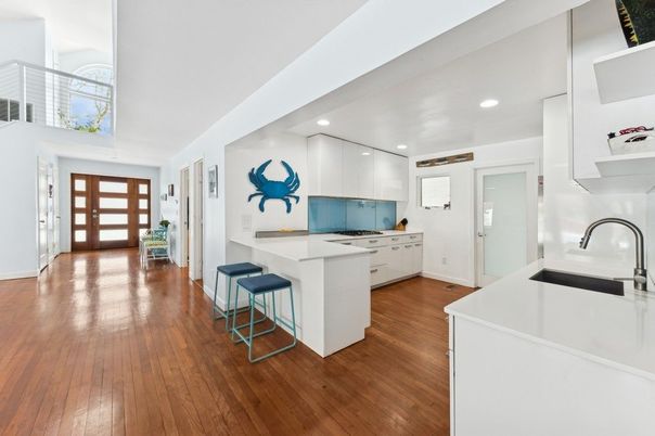 Interior, Kitchen, Recessed Lighting, Wood Texture Flooring
