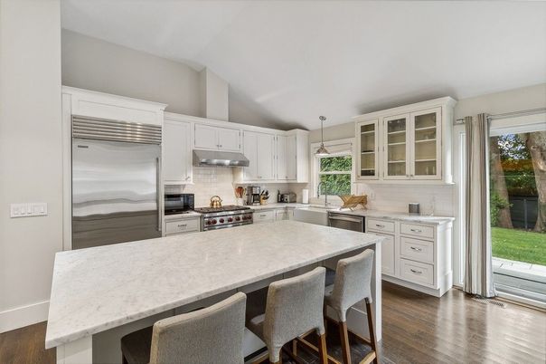 Interior, Kitchen, Pendant Lights, Stainless Steel Appliances, Wood Texture Flooring
