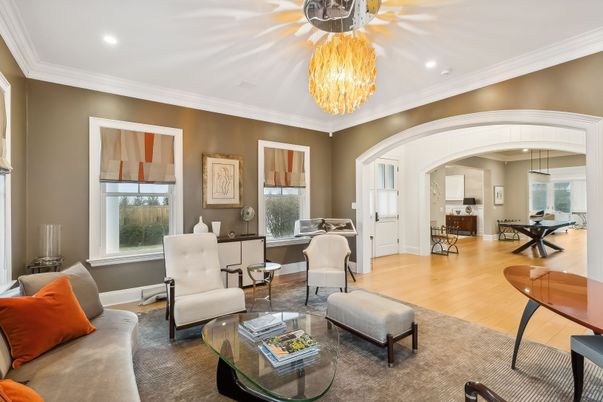 Chandelier, Interior, Living room, Recessed Lighting, Wood Texture Flooring