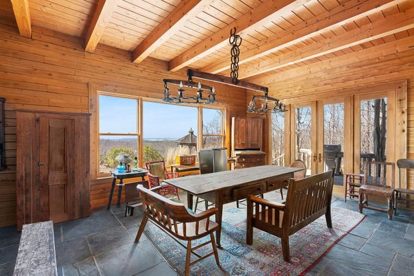Dining room, Interior, Pendant Lights, Wooden Beams, Wooden Ceilings, Wooden Walls