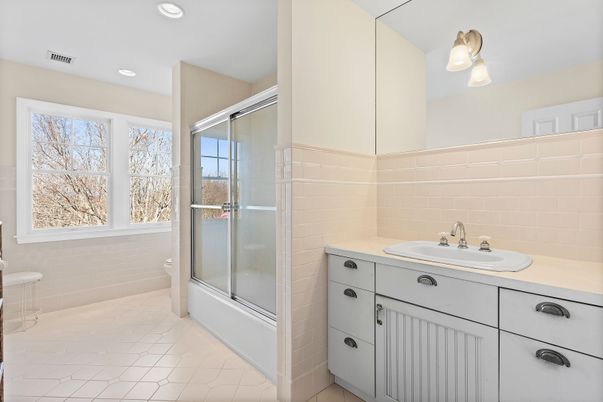 Bathroom, Glass Shower, Interior, Recessed Lighting