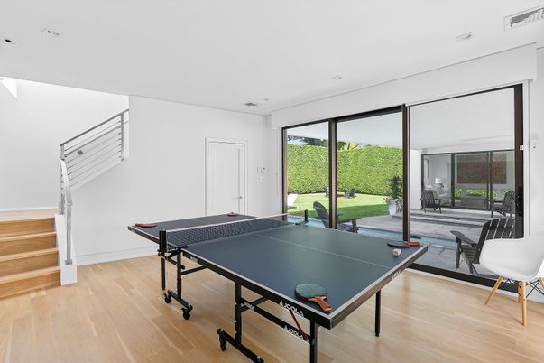 Game Room, Interior, Recessed Lighting, Wood Texture Flooring