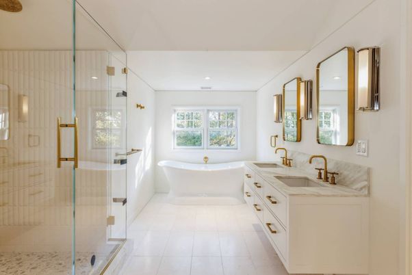 Bathroom, Dual Sink Vanities, Free Standing Baths, Glass Shower, Interior, Recessed Lighting