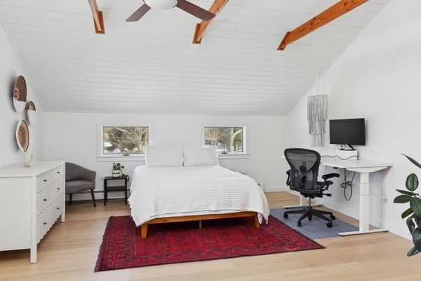 Bedroom, Home Office, Interior, Wooden Beams, Wood Texture Flooring