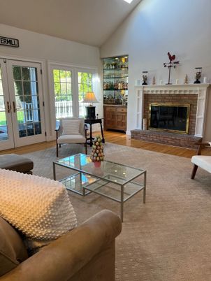 Fireplace, Interior, Living room, Wood Texture Flooring