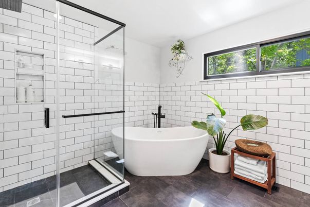 Bathroom, Free Standing Baths, Glass Shower, Interior