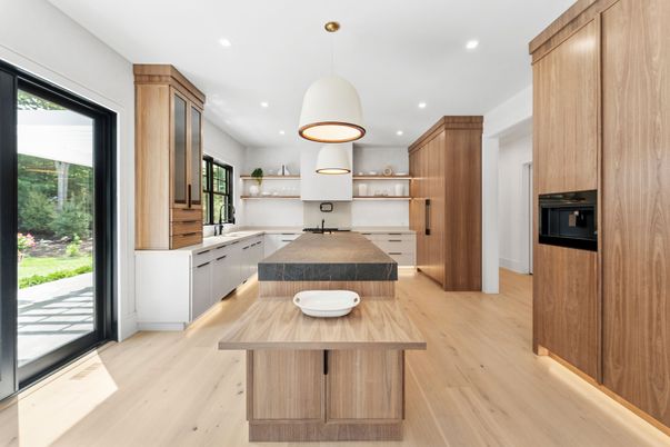 Interior, Kitchen, Pendant Lights, Recessed Lighting, Wood Texture Flooring