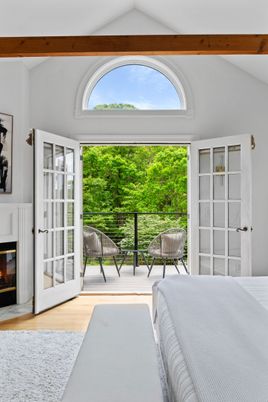 Bedroom, Fireplace, Interior, Wooden Beams, Wood Texture Flooring