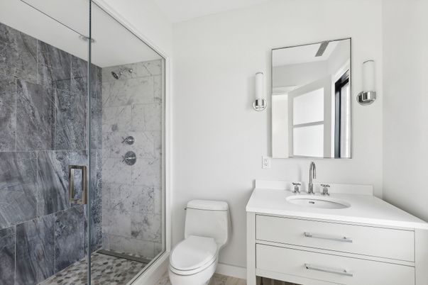 Bathroom, Glass Shower, Interior, Marble Walls
