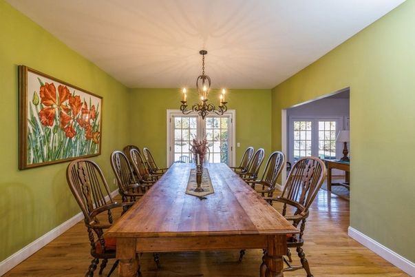 Chandelier, Dining room, Interior, Wood Texture Flooring