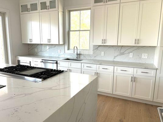 Interior, Kitchen, Marble Walls, Wood Texture Flooring