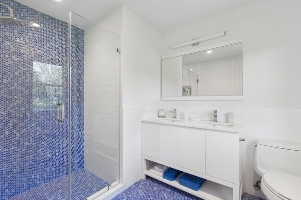 Bathroom, Glass Shower, Interior, Recessed Lighting