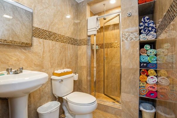 Bathroom, Glass Shower, Interior, Recessed Lighting