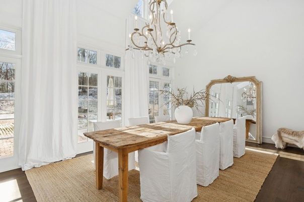 Chandelier, Dining room, Interior, Wood Texture Flooring