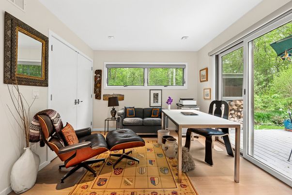 Home Office, Interior, Recessed Lighting, Wood Texture Flooring