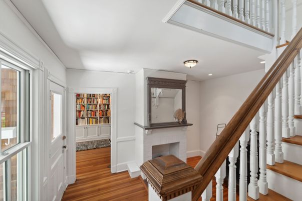 Fireplace, Interior, Recessed Lighting, Wood Texture Flooring