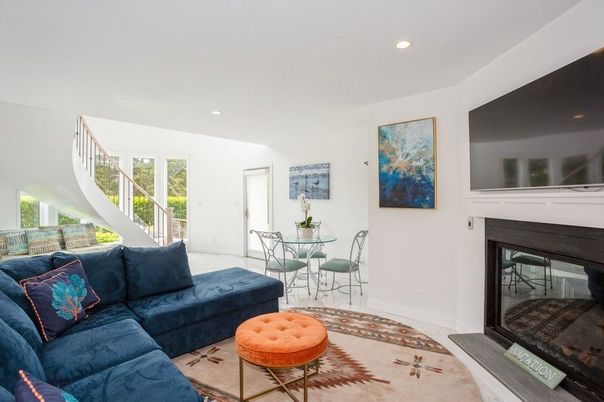 Dining room, Fireplace, Interior, Living room, Recessed Lighting