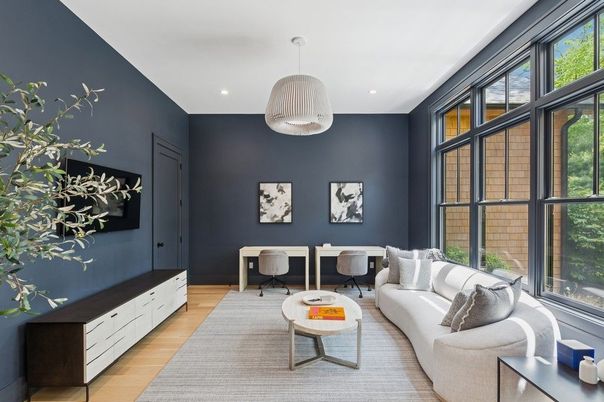 Interior, Living room, Pendant Lights, Recessed Lighting, Wood Texture Flooring