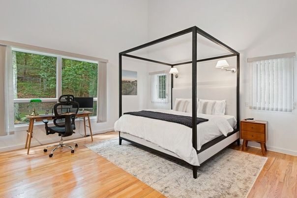 Bedroom, Home Office, Interior, Wood Texture Flooring