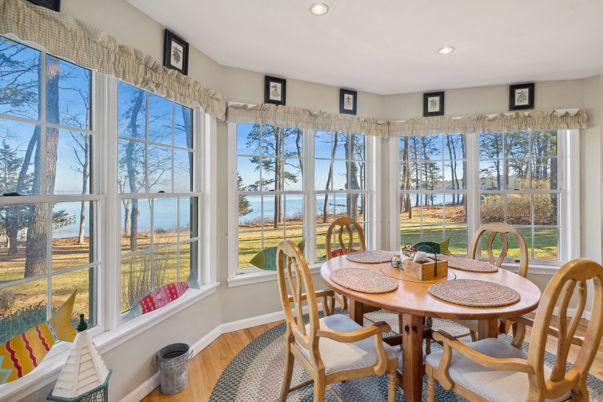 Dining room, Interior, Recessed Lighting, Water, Wood Texture Flooring