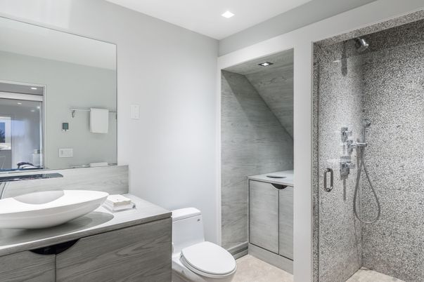 Bathroom, Glass Shower, Interior, Recessed Lighting
