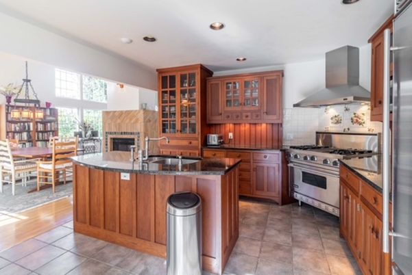 Dining room, Fireplace, Interior, Kitchen, Pendant Lights, Recessed Lighting, Stainless Steel Appliances