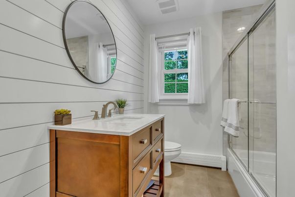 Bathroom, Dual Sink Vanities, Glass Shower, Interior
