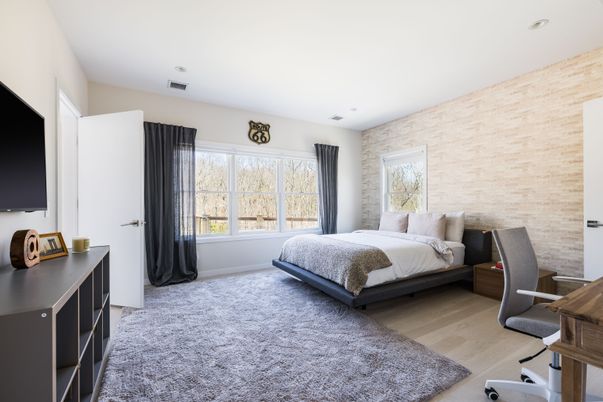 Bedroom, Home Office, Interior, Recessed Lighting, Wood Texture Flooring