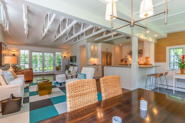 Dining room, Interior, Kitchen, Living room, Pendant Lights, Recessed Lighting, Wood Texture Flooring