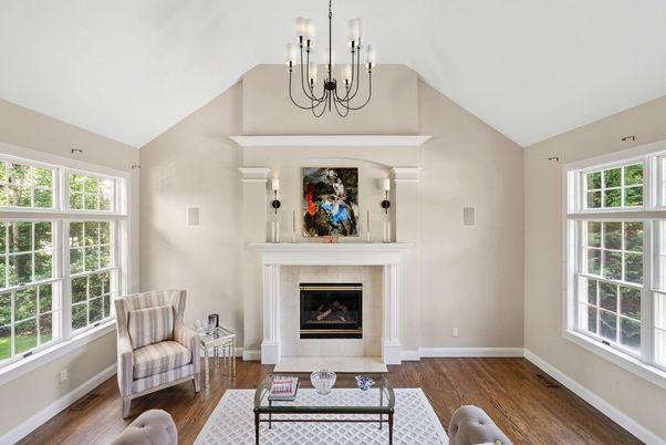 Chandelier, Fireplace, Interior, Living room, Wood Texture Flooring