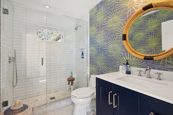 Bathroom, Glass Shower, Interior, Recessed Lighting