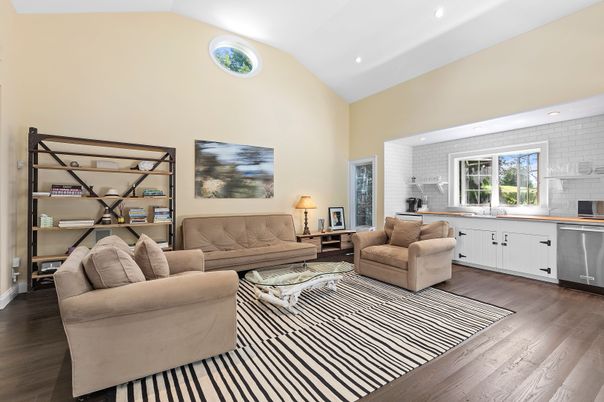 Interior, Kitchen, Living room, Recessed Lighting, Wood Texture Flooring