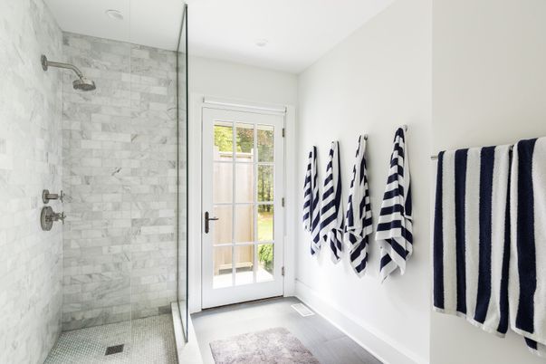Bathroom, Glass Shower, Interior, Recessed Lighting