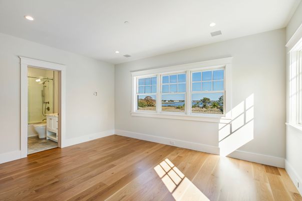 Bathroom, Empty room, Interior, Recessed Lighting, Wood Texture Flooring