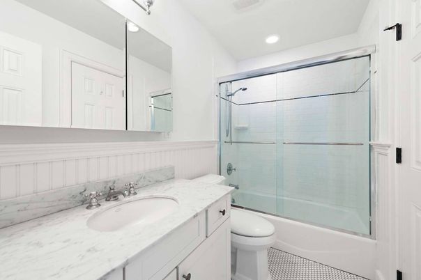 Bathroom, Glass Shower, Interior, Recessed Lighting
