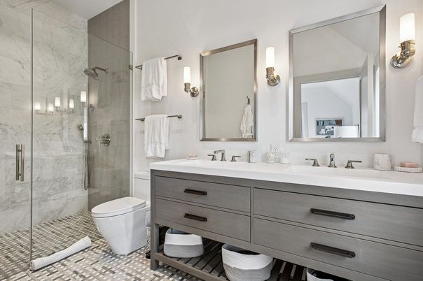 Bathroom, Dual Sink Vanities, Glass Shower, Interior