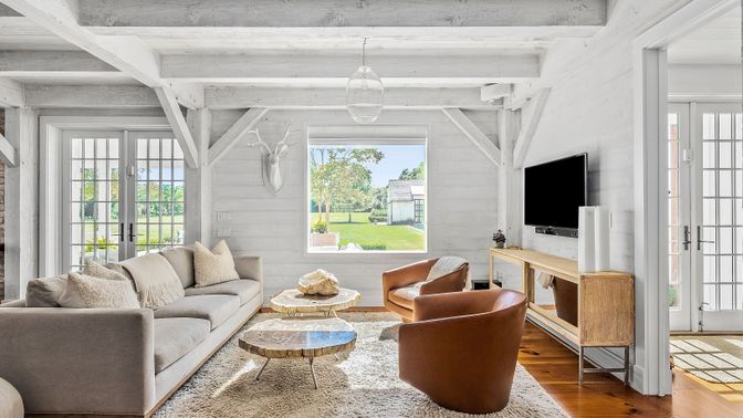 Interior, Living room, Pendant Lights, Wood Texture Flooring