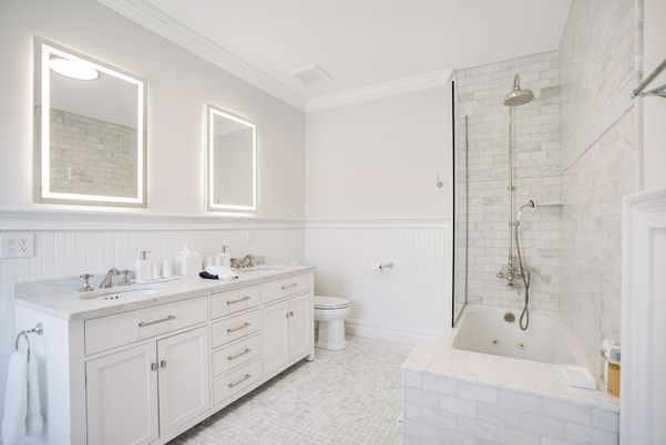 Bathroom, Dual Sink Vanities, Glass Shower, Interior